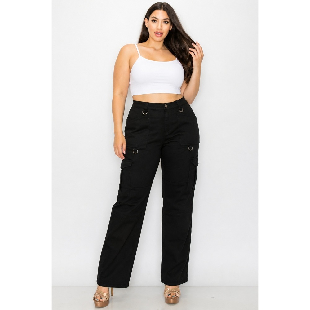 Aphrodite Black Cargo Utility Pants D-Ring Goth Grunge Y2K 37X32 Tall Alt Girl
